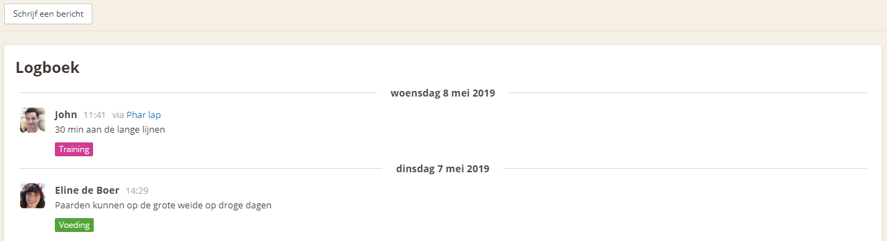 Write a message in the logbook