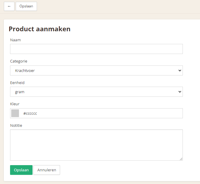 Product overview with the Add product button