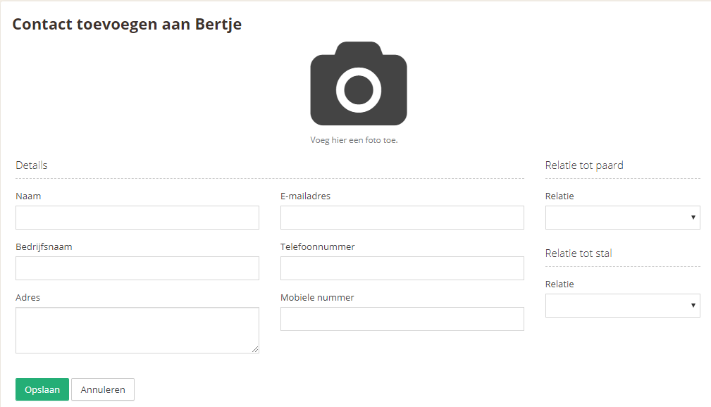Form for adding a contact