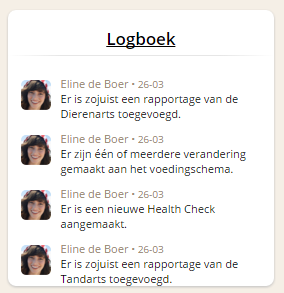 Registratie opgenomen in het overzicht