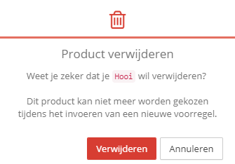 Confirmation when deleting a product