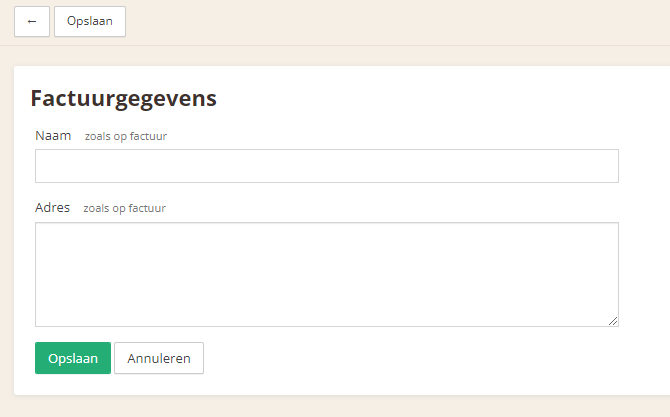 Change billing details via Settings