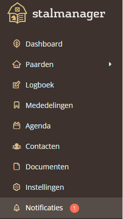 Notifications next to the bell icon in the menu