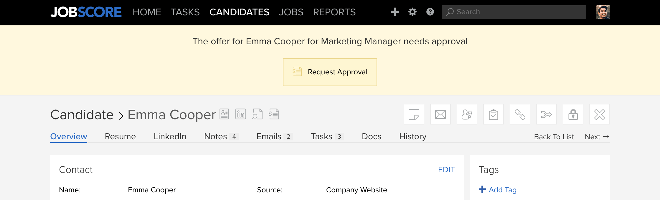 candidate page