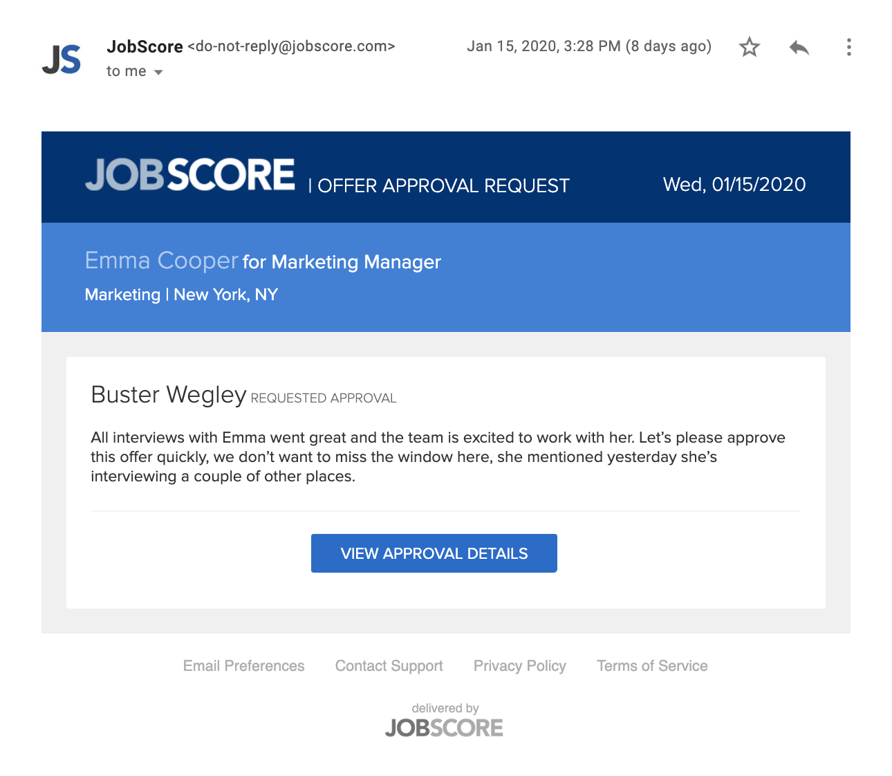 request offer approval email