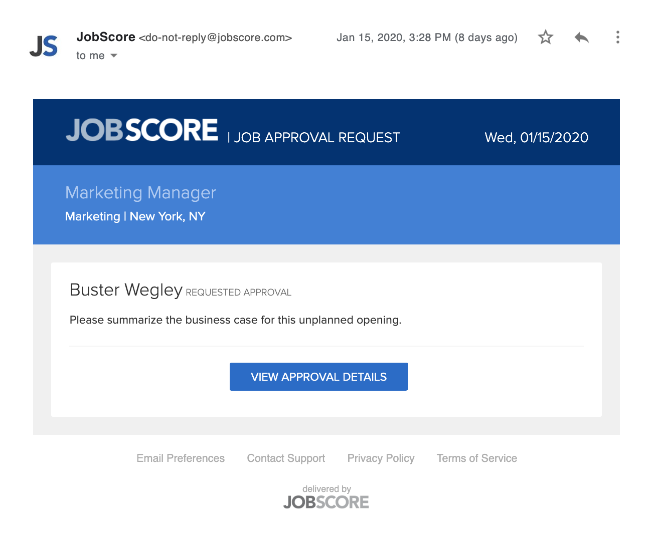 job approval email