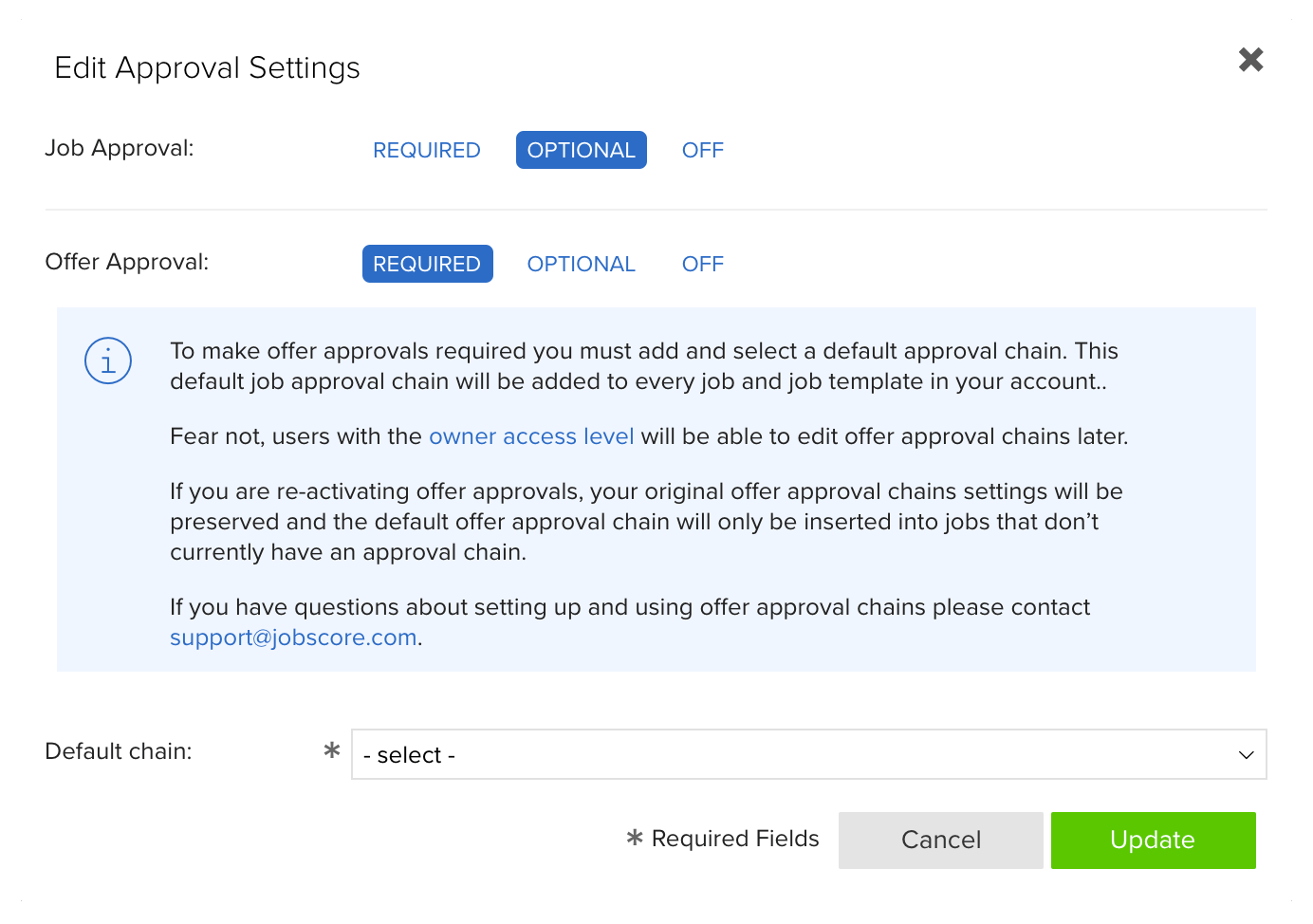 edit approval settings