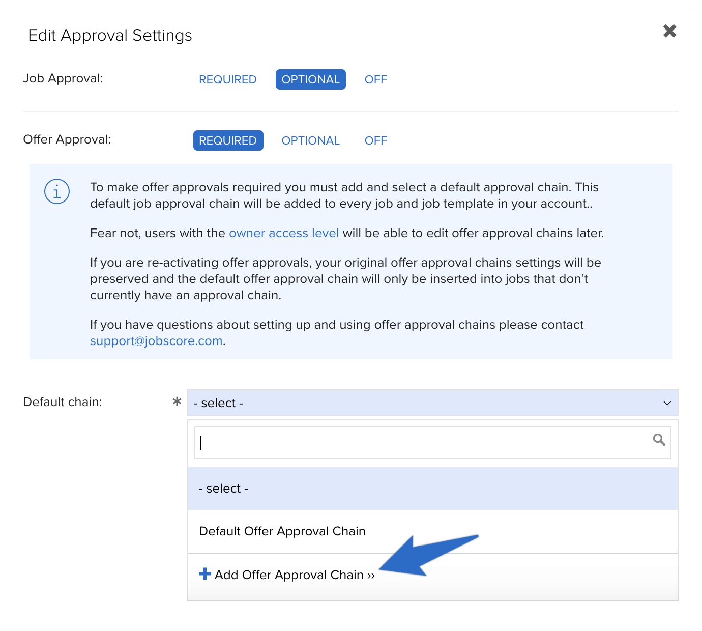 add offer approval chain