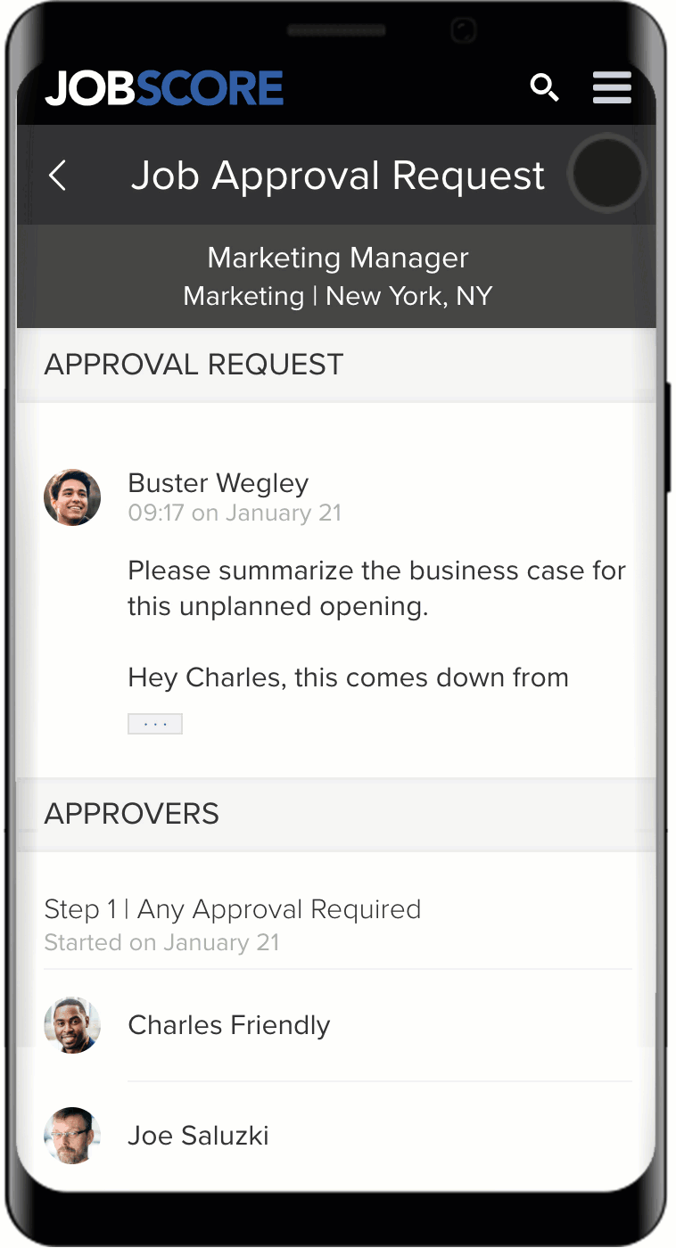 job approval from mobile