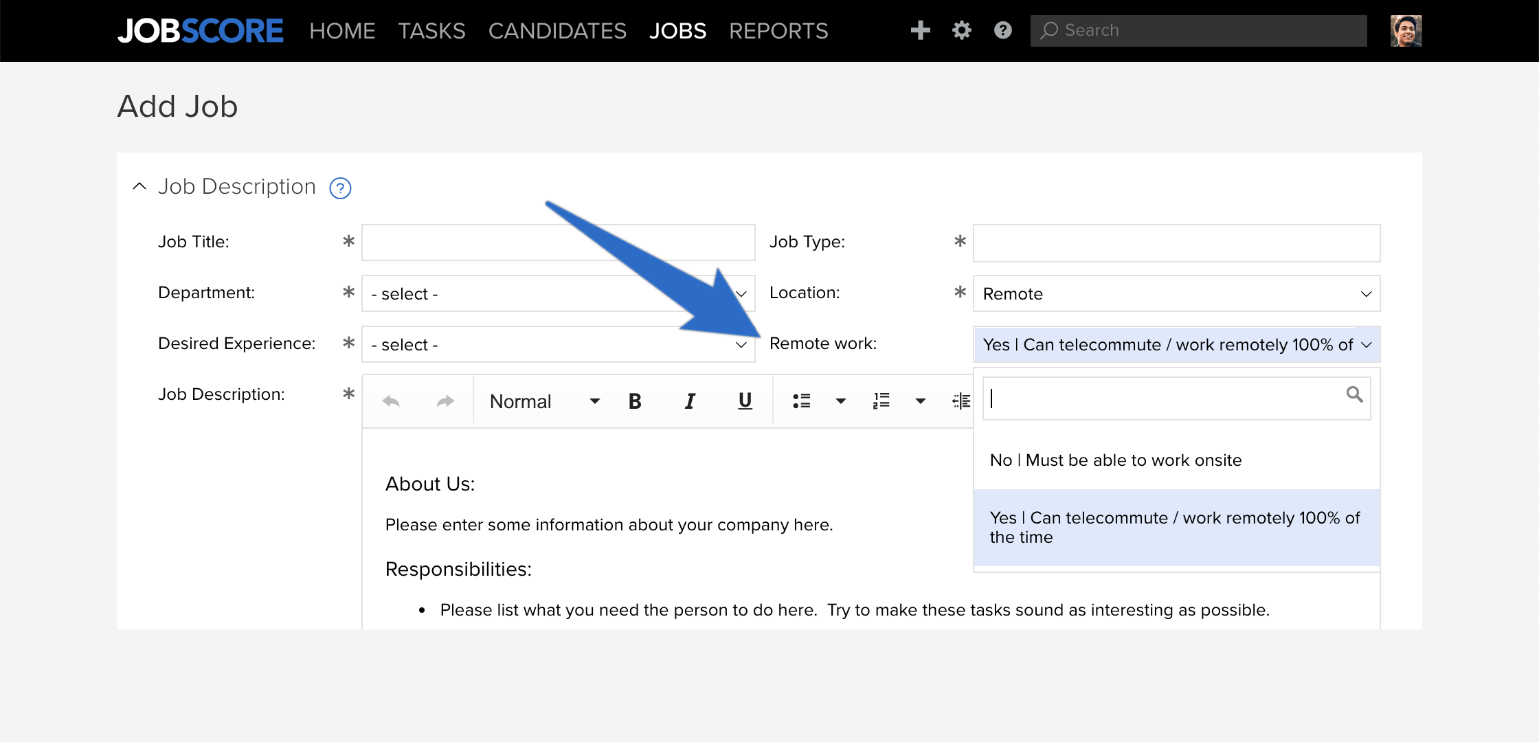 Add Job-Remote control