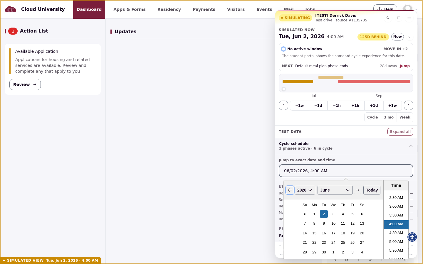 Jump to exact date and time with the date picker open