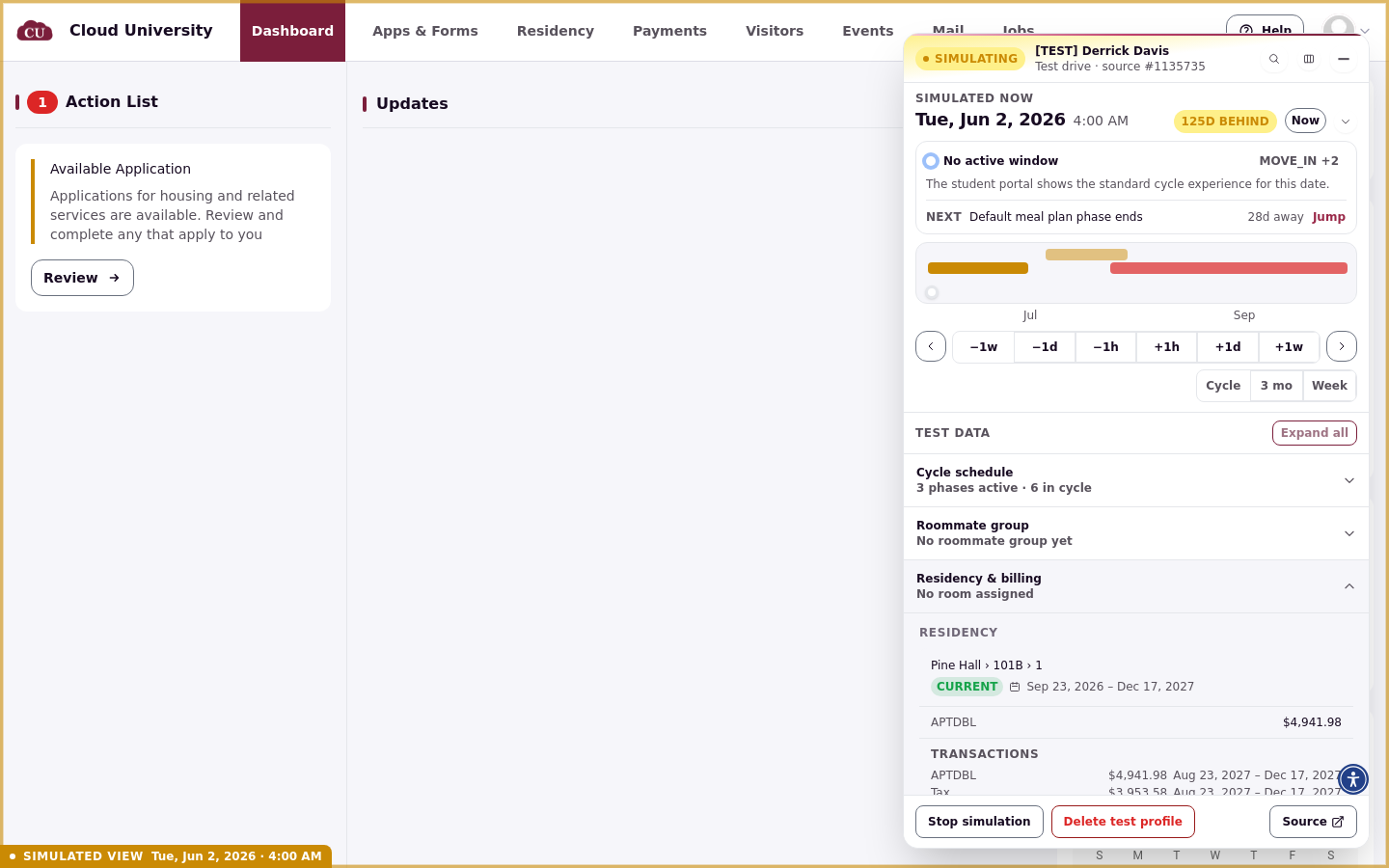Residency and billing section expanded
