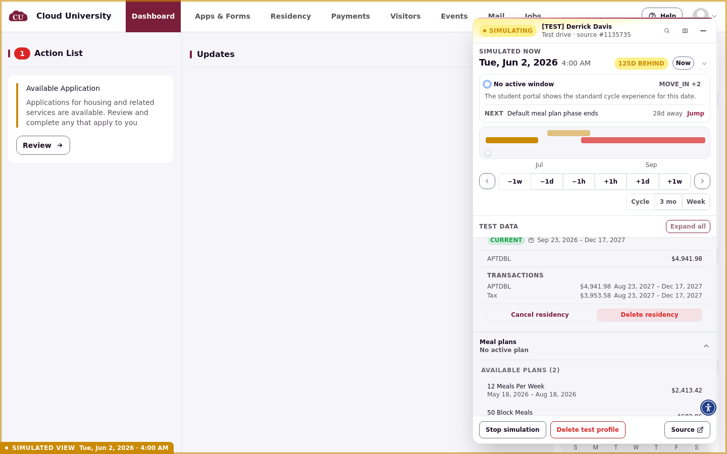 Meal plans section expanded