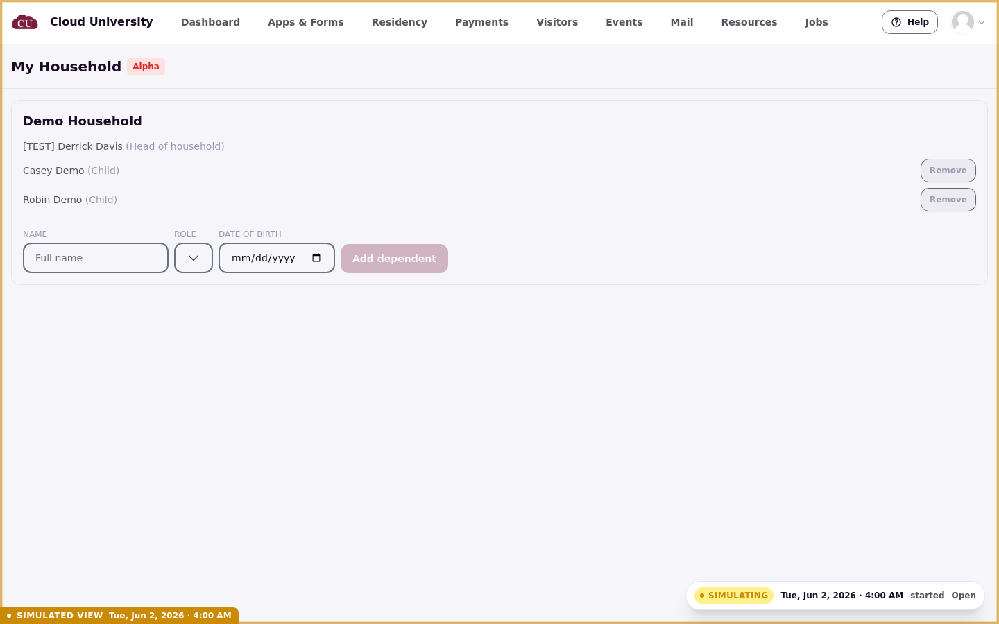 The roster after a dependent was added