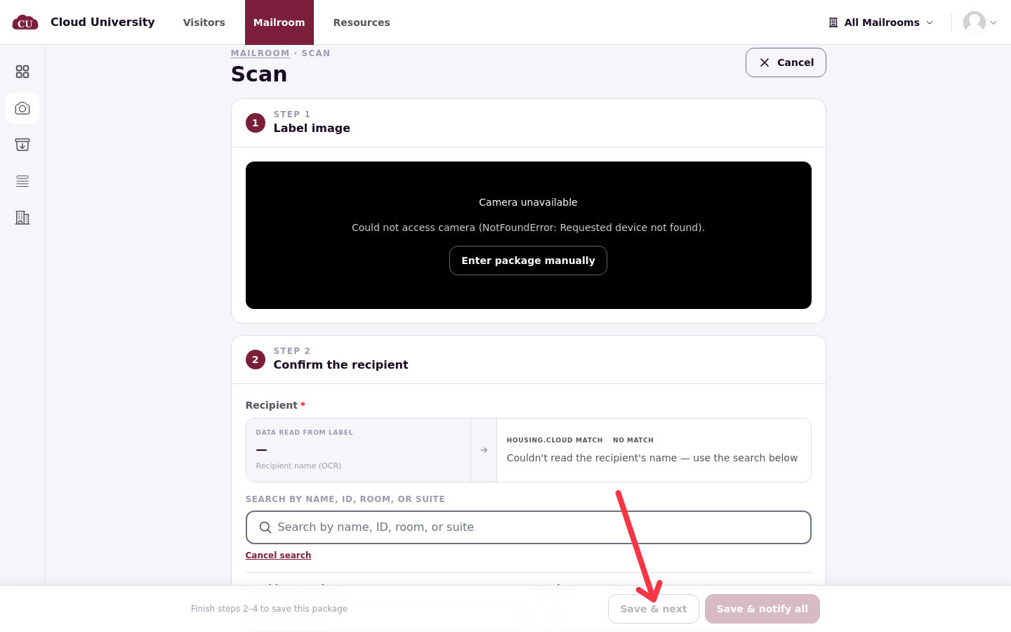 The scan footer with greyed-out save buttons
