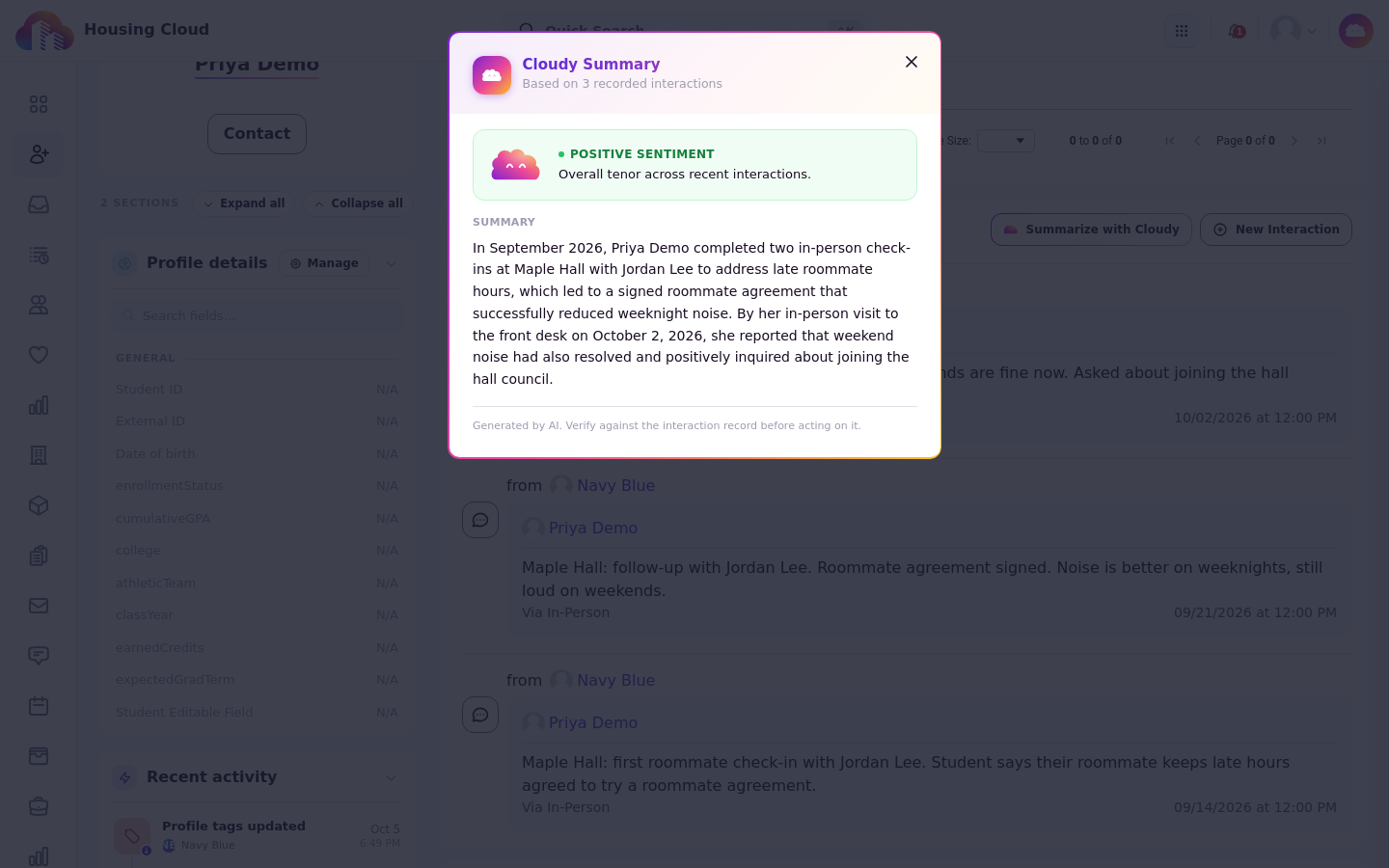 The Cloudy Summary window with a Positive sentiment label