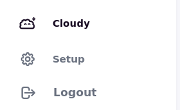 The left menu with the Cloudy entry