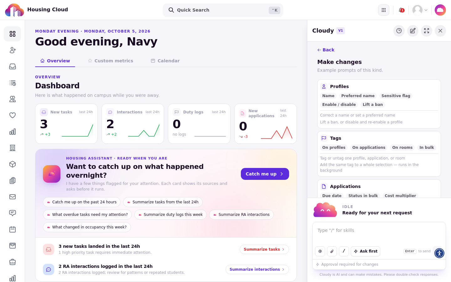 The Make changes list with Profiles, Tags and Applications areas