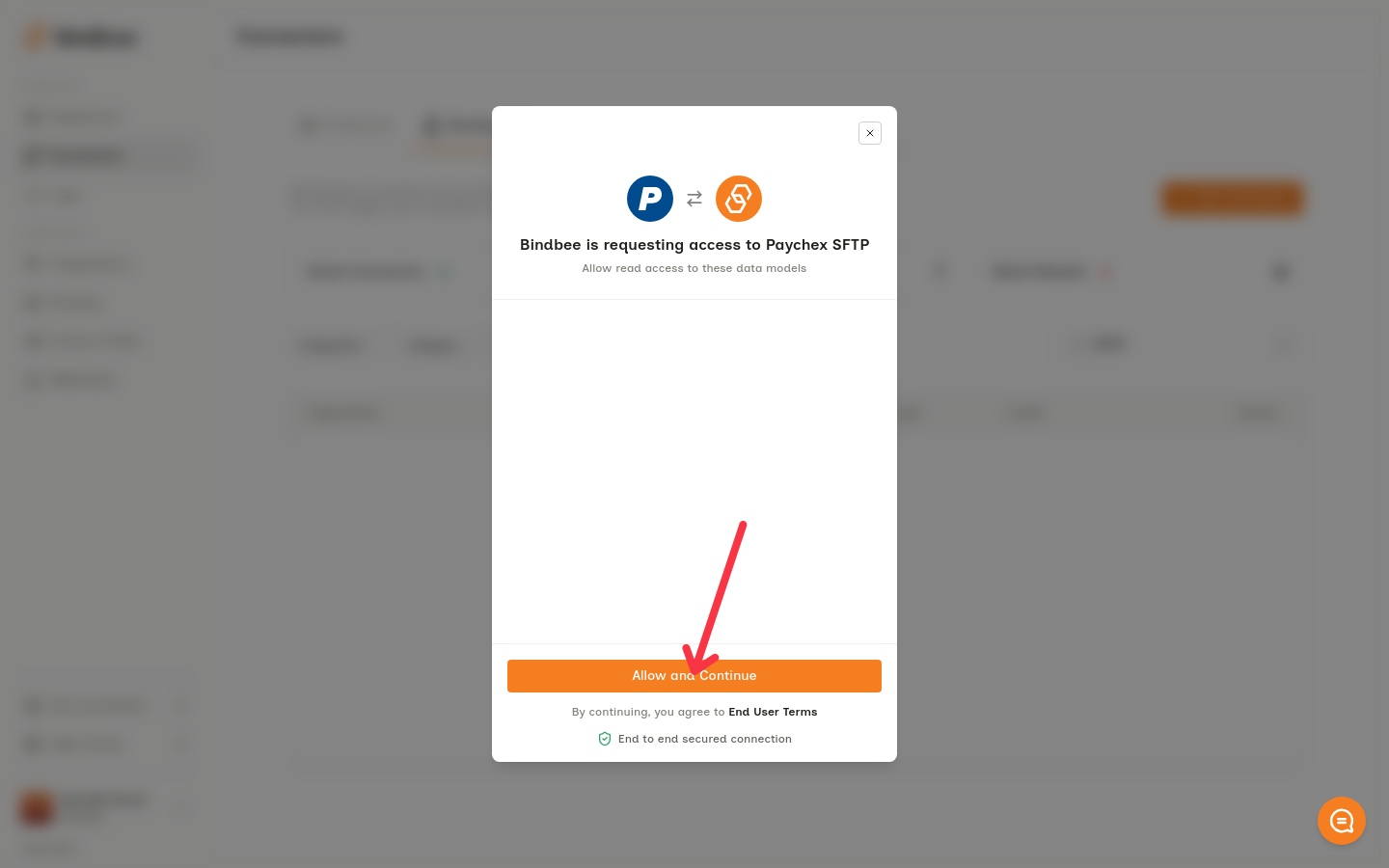 Magic link consent screen with the Allow and Continue button