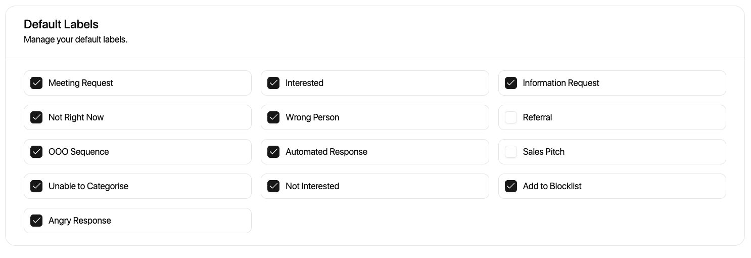 Default Labels selection in AI Labeling