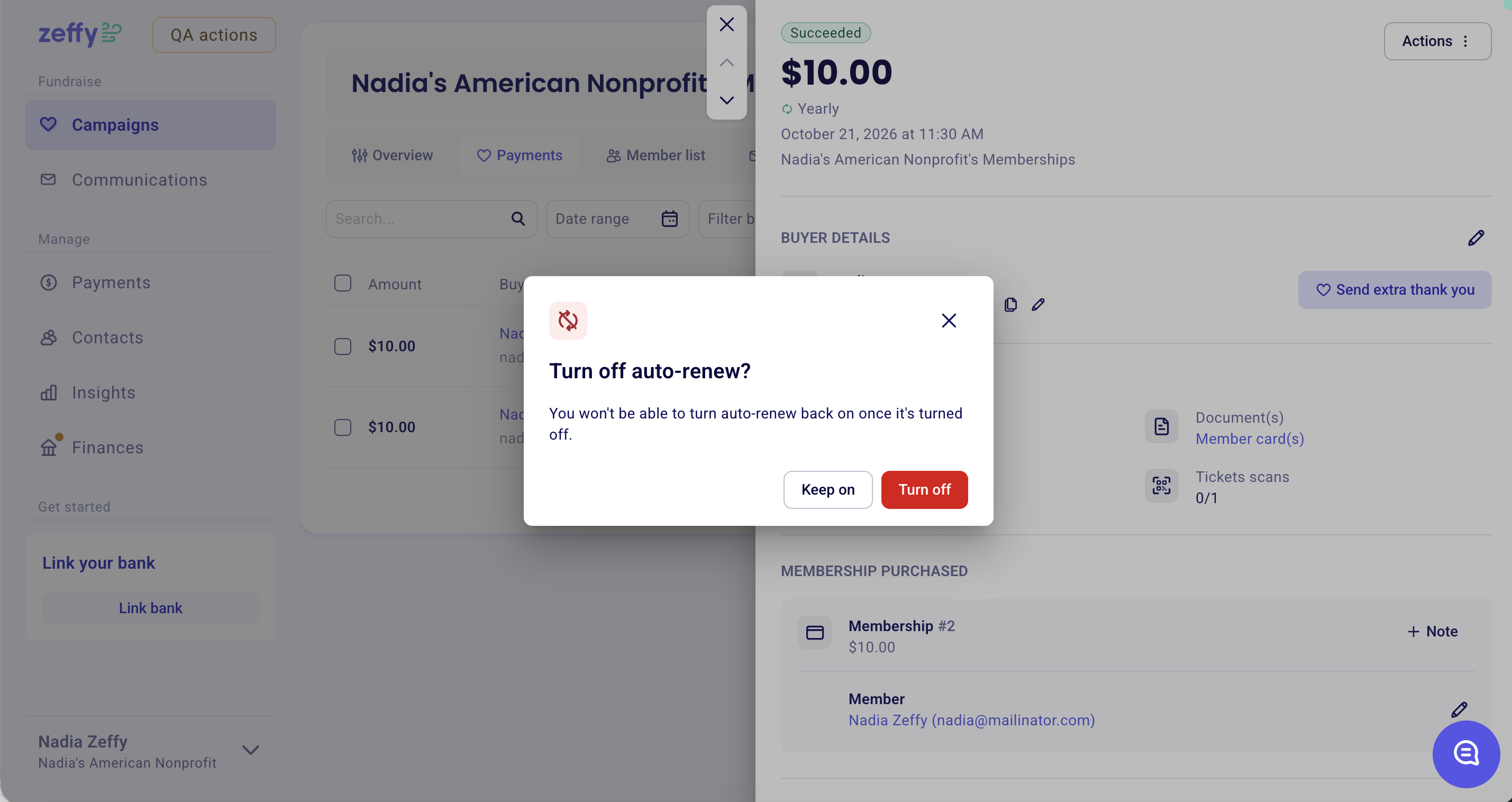 Turn off auto-renew confirmation window