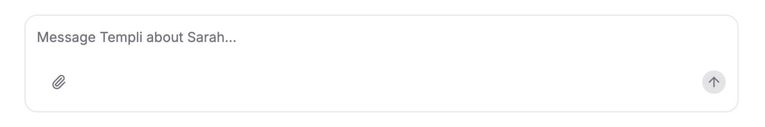 The message box at the bottom of a client's Activity tab, with the placeholder Message Templi about Sarah