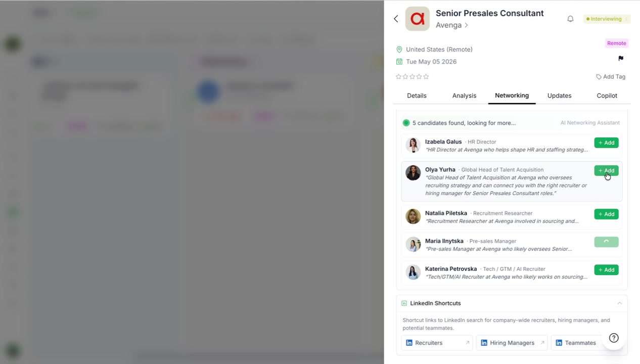 Add button on a suggested contact