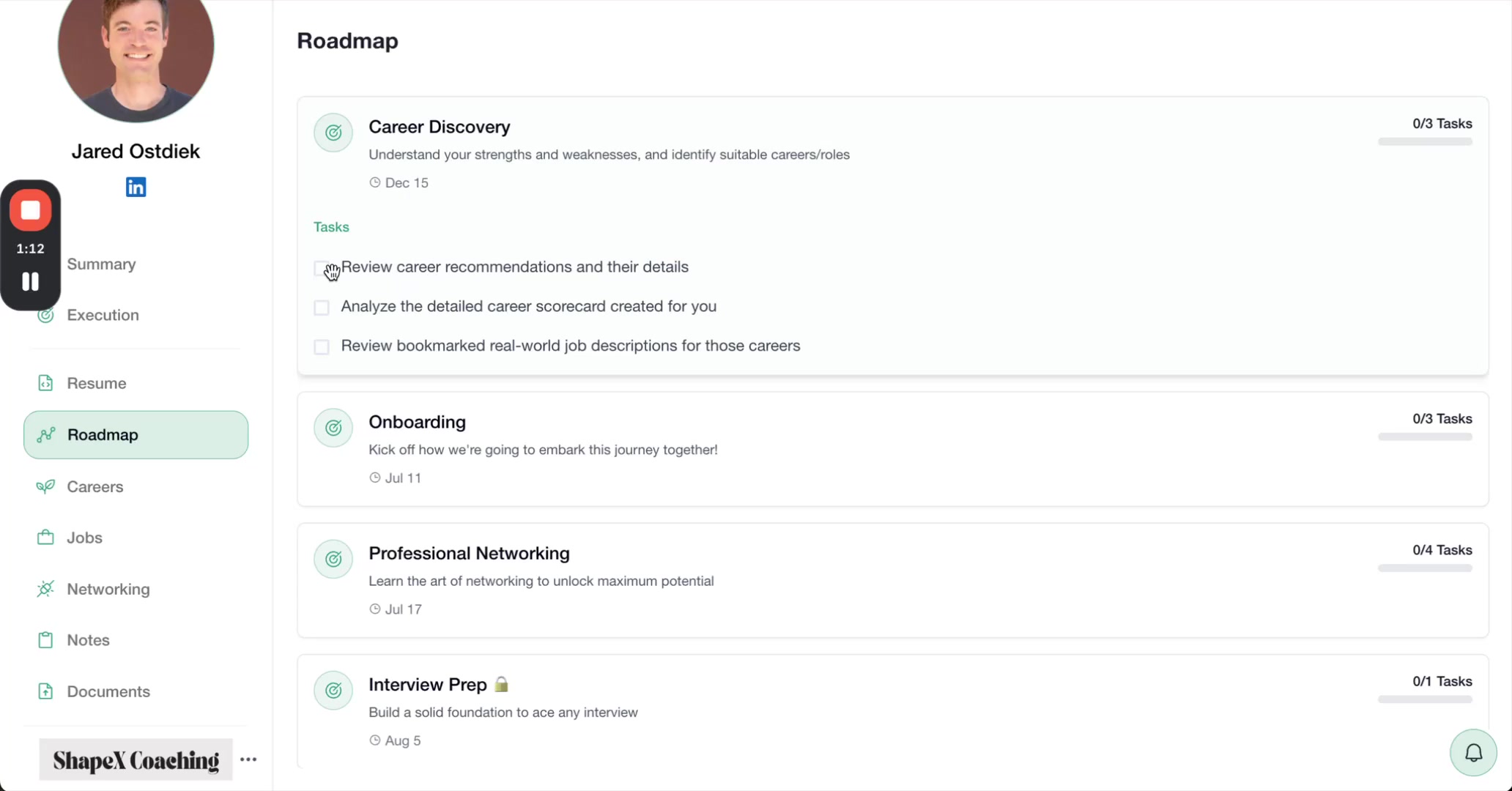 First task checked off with a green checkmark and Nov 25 completion date displayed