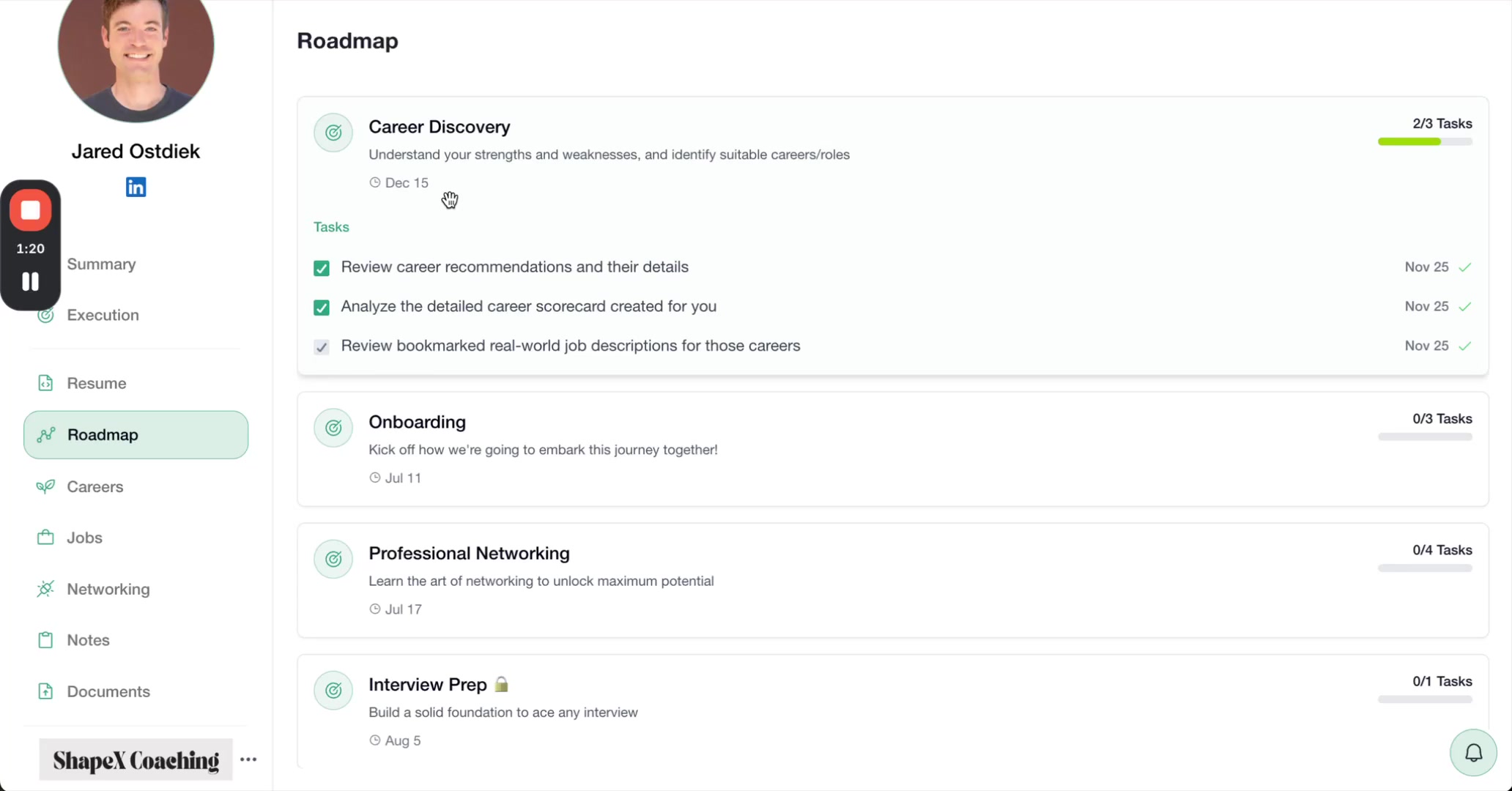 Milestone fully completed showing 3/3 tasks with all green checkmarks and dates