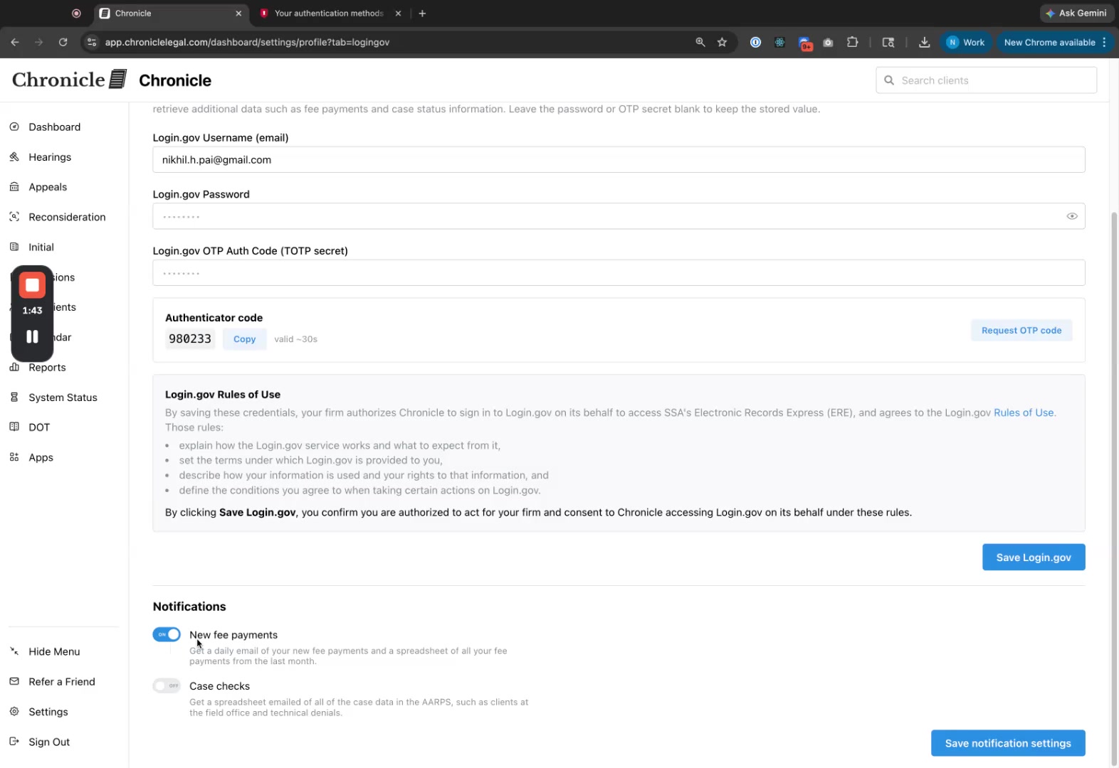 New fee payments toggle turned on