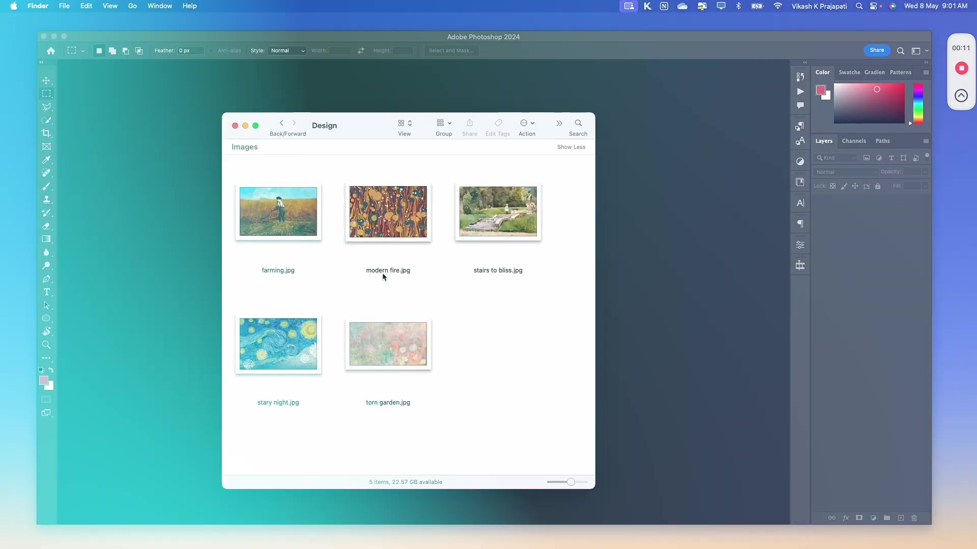 Photoshop interface displaying a wall frame mockup, with an artwork image placed on top, showing how the aspect ratio mismatch distorts the image.