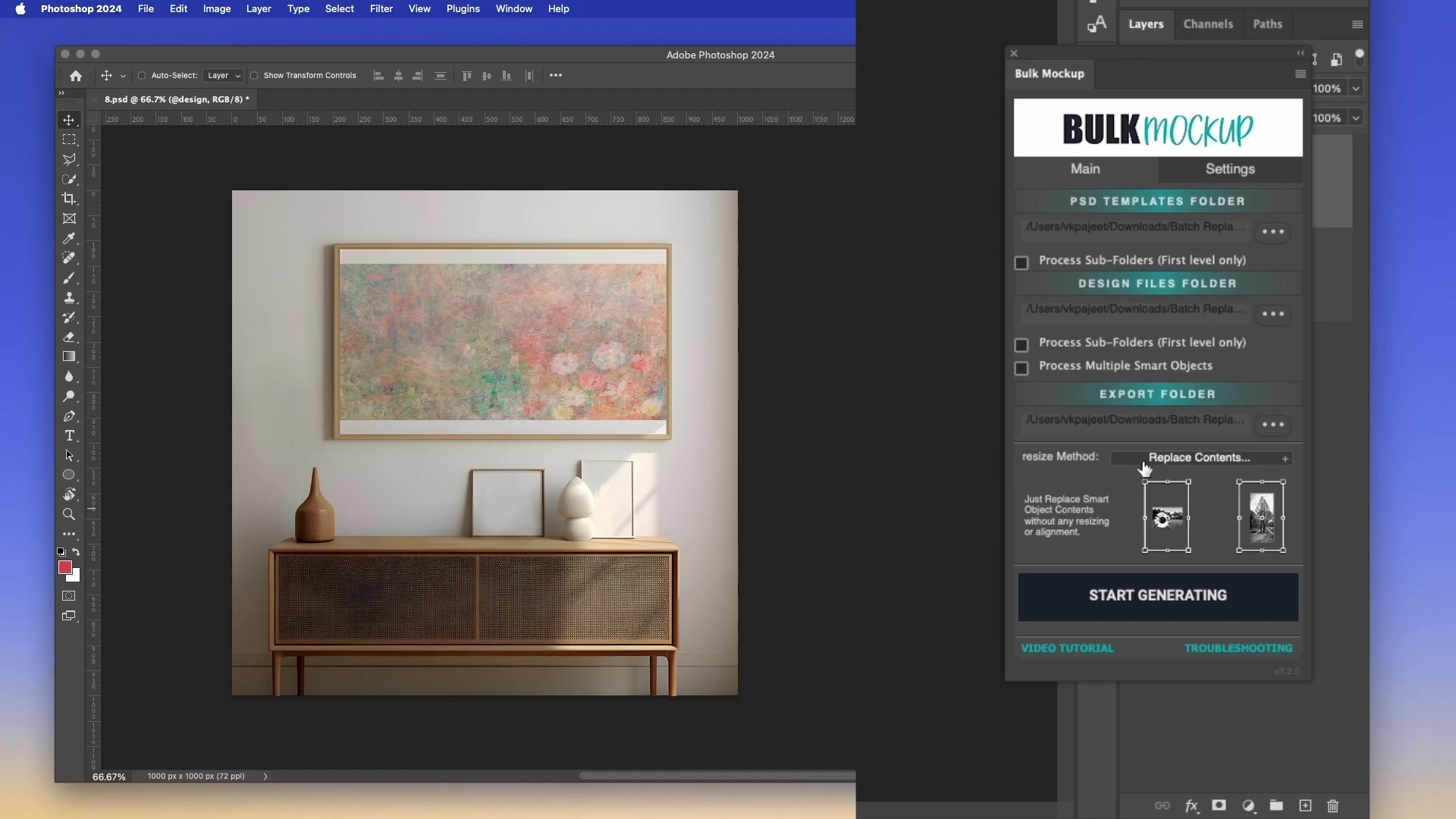 The 'Resize Method' dropdown expanded, showing options like 'Fill canvas/Stretch', 'Fit to canvas without cropping', 'Fill canvas cropping the extra', 'Constrain by height', 'Constrain by width', 'Do not Resize'.
