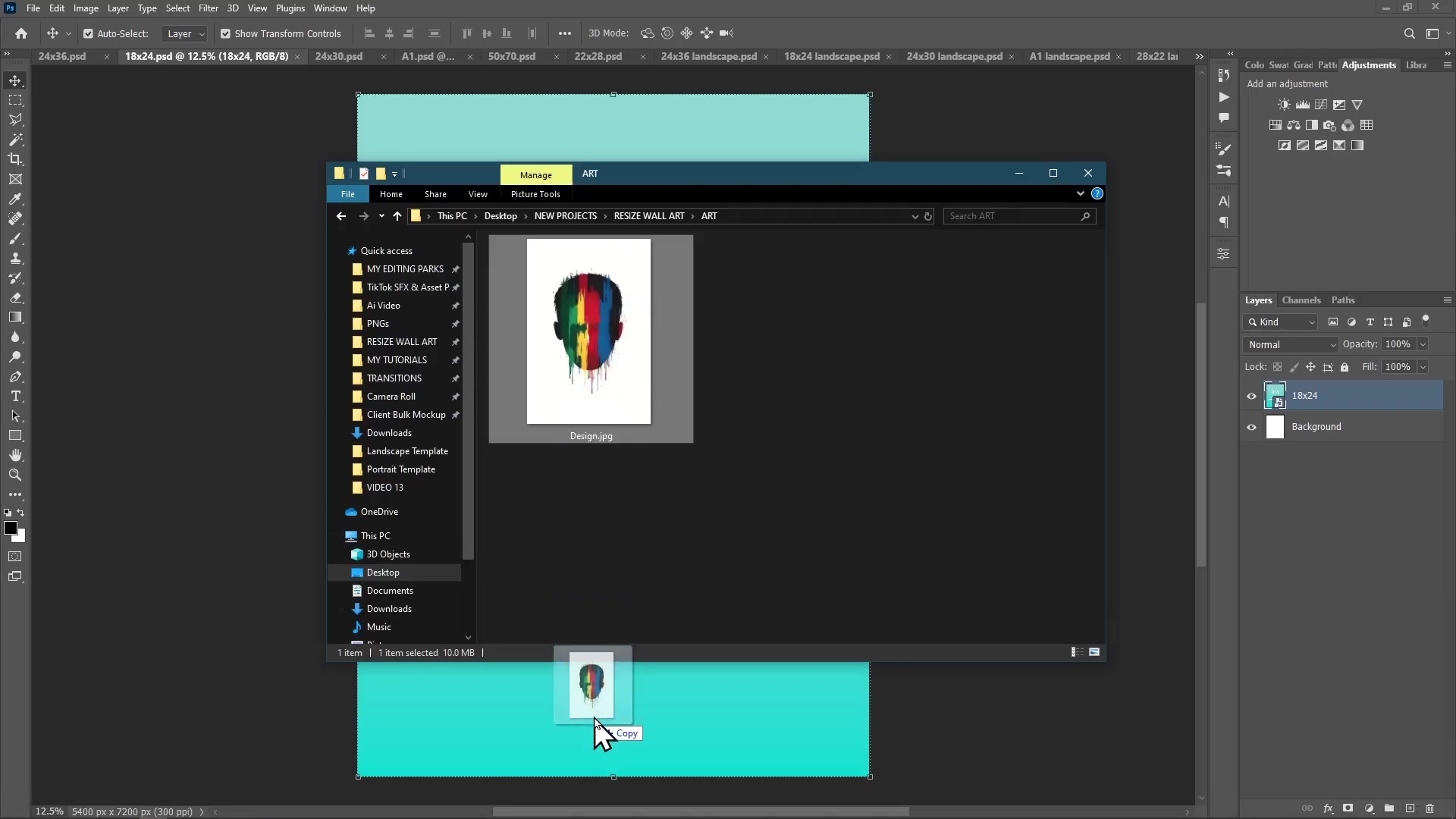 Mismatched ratio example showing negative space on sides