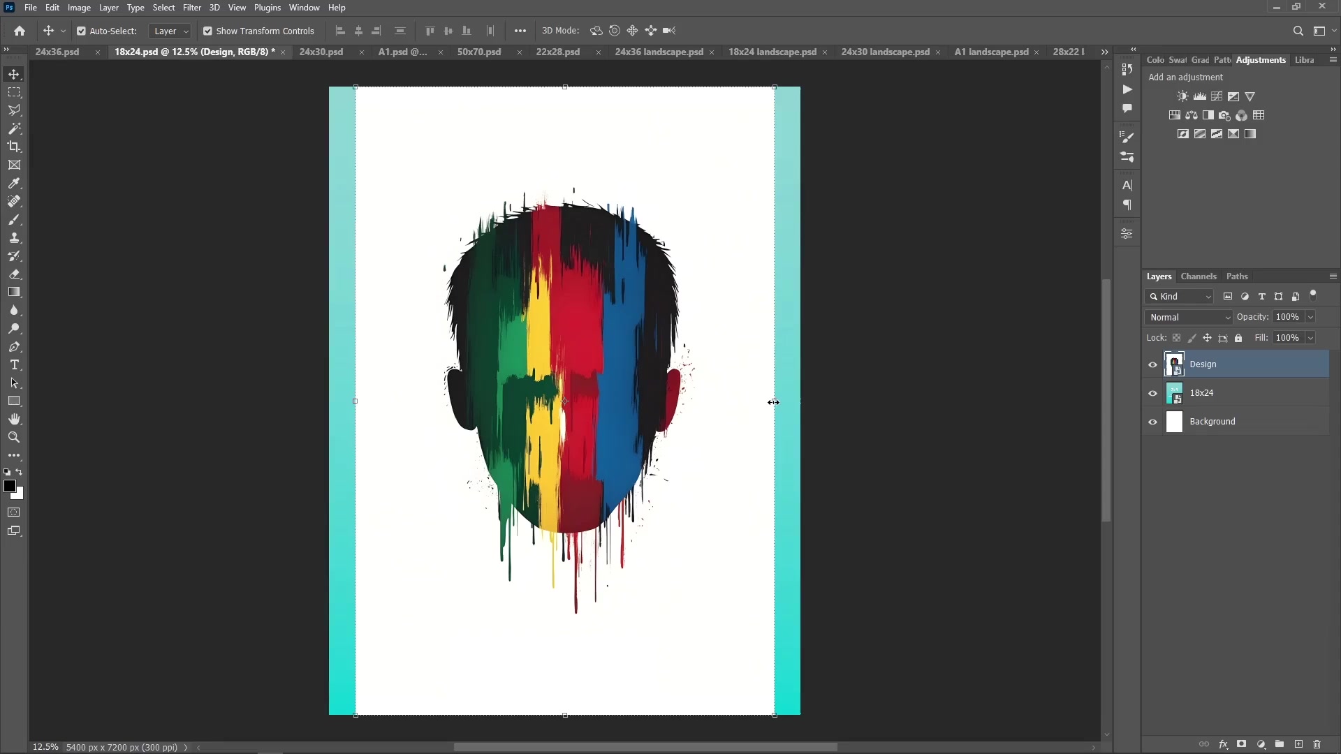 Stretch method showing artwork being expanded to fill canvas