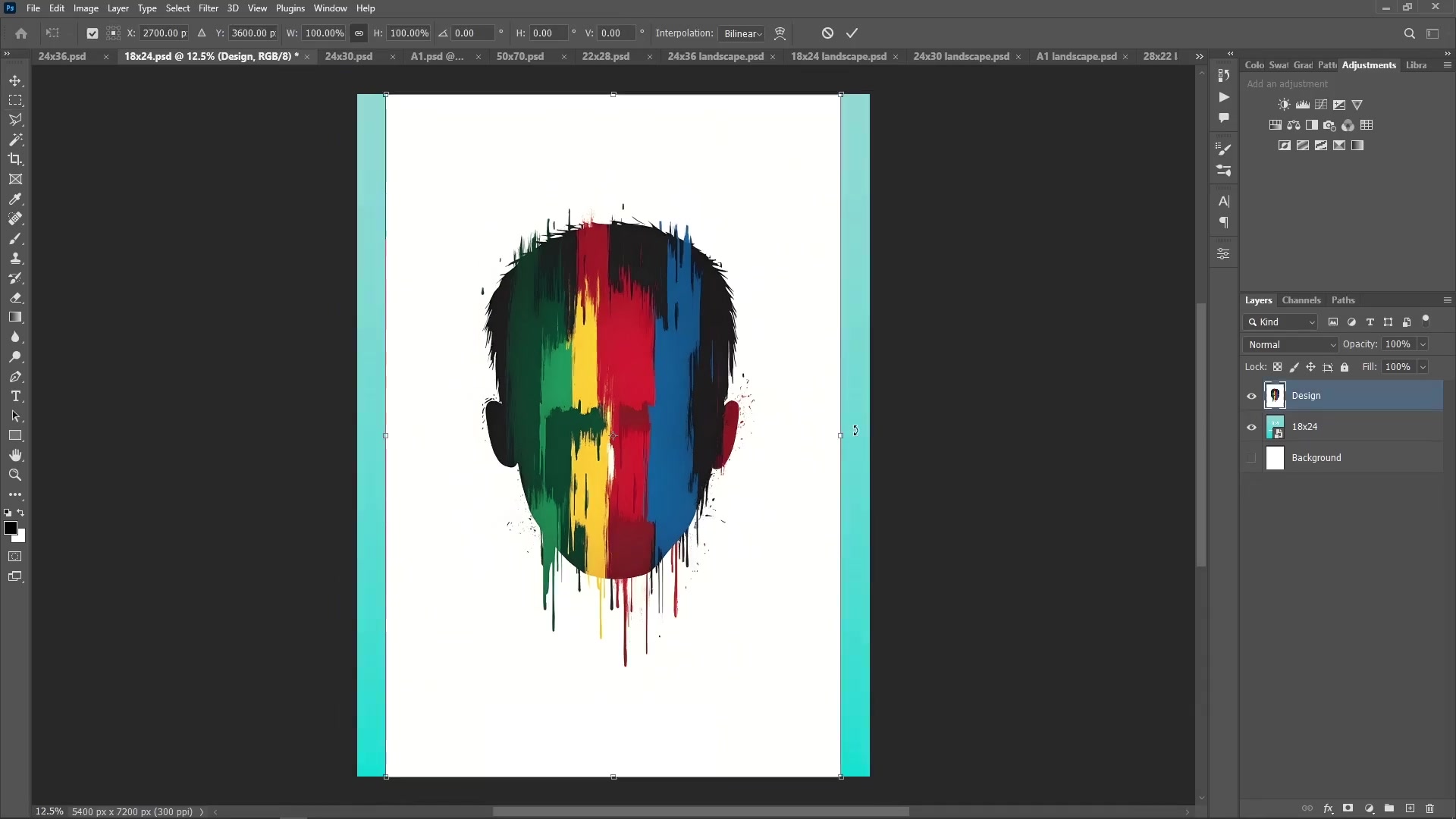 Mirrored duplicate artwork creating symmetrical fill