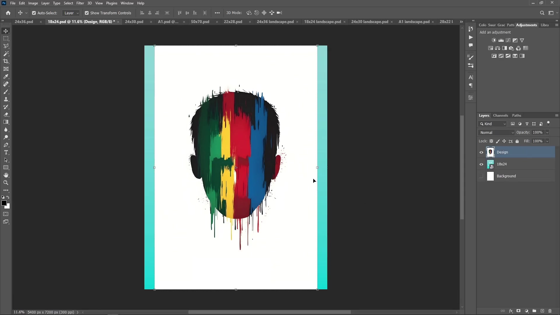 Symmetric crop showing artwork resized from both sides