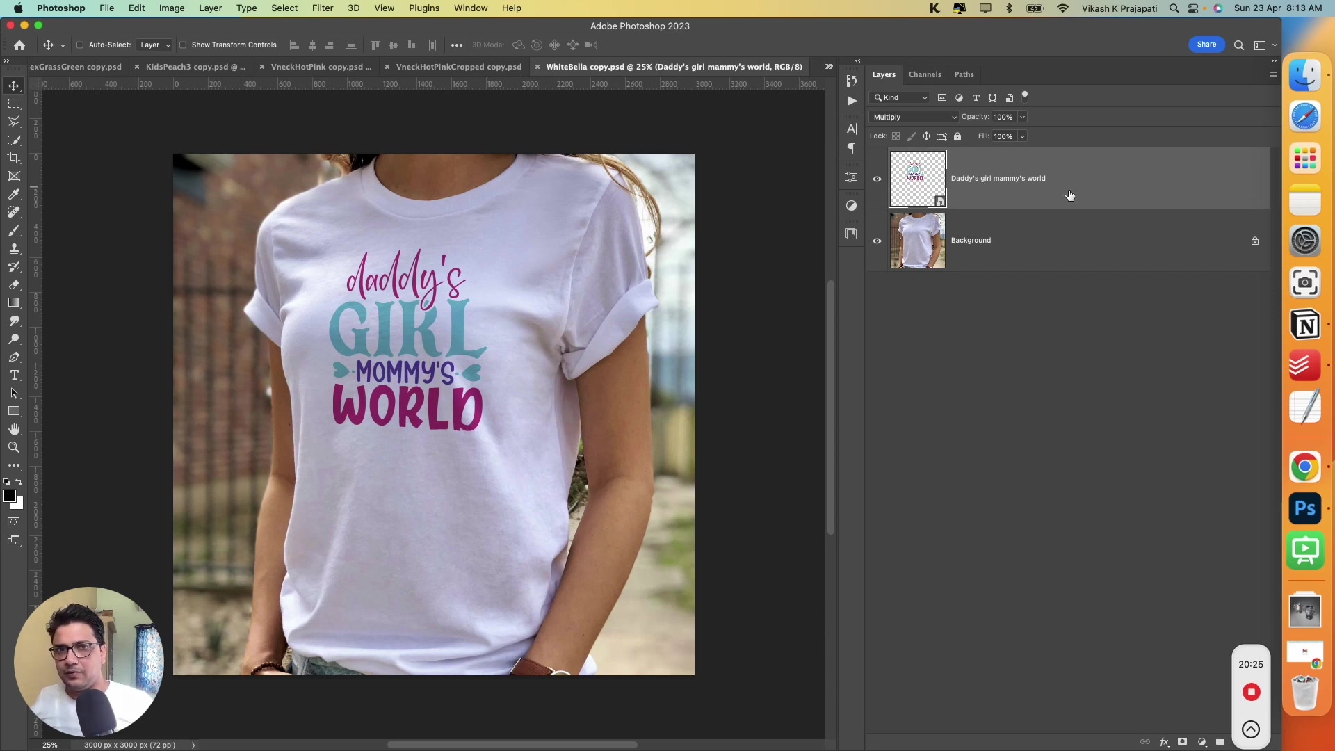 Photoshop Layers panel showing layer renamed to @design