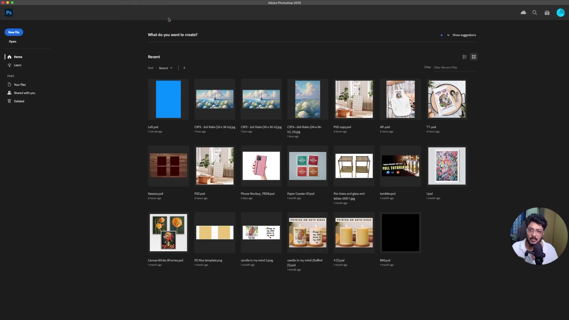 Adobe Photoshop-integrated Bulk Mockup plugin main tab: fields for PSD Templates Folder, Design Files Folder (Artwork), Export Folder; Resize Method dropdown (Fill canvas/Stretch selected); Settings tabs for Design Layer, Folders (sub-folders by design), Files (JPG export), Naming.