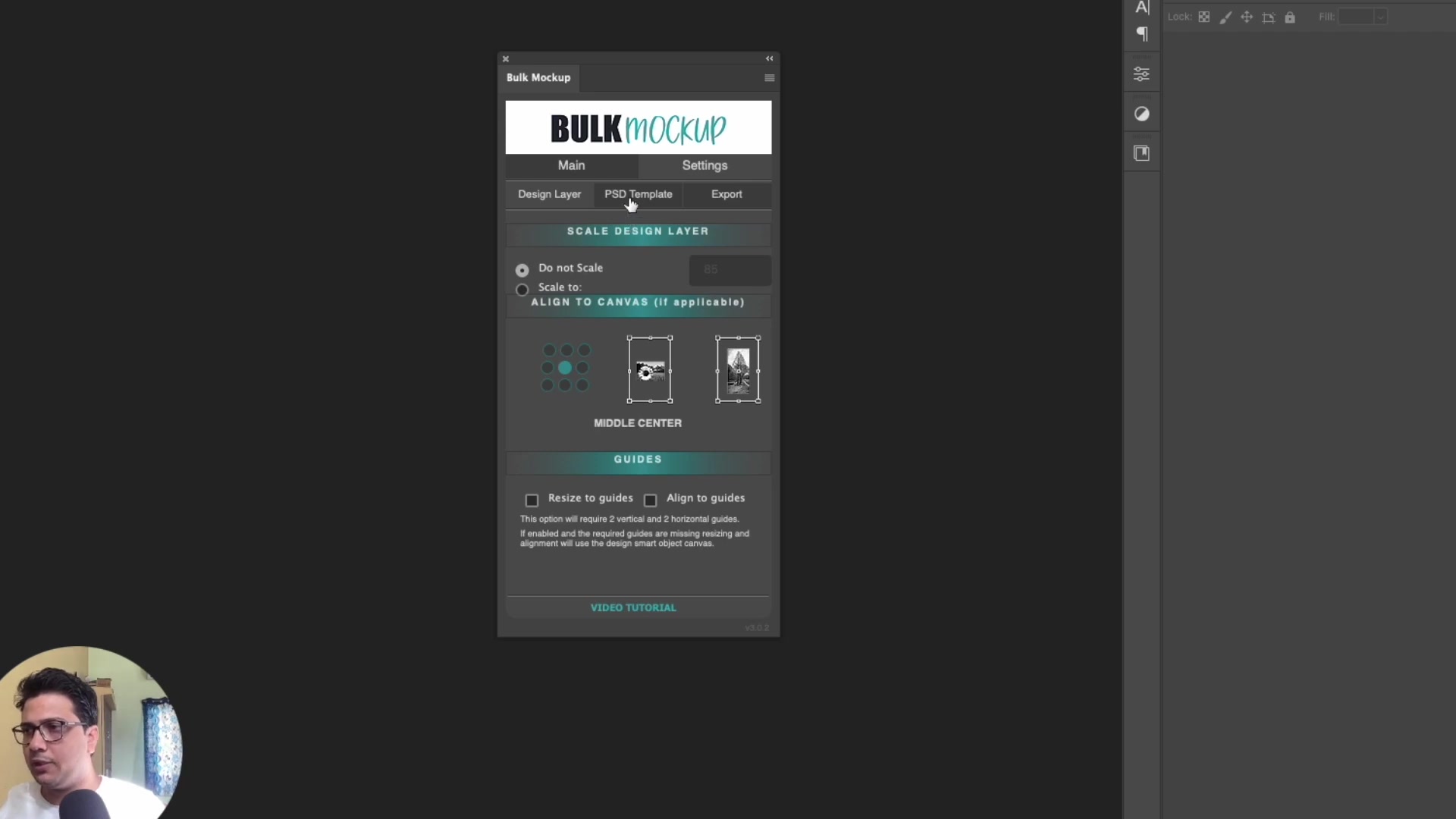 Design Layer settings in the plugin showing scale and alignment options